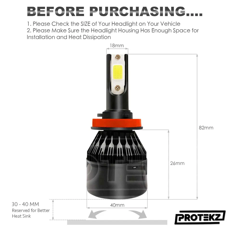 Kit de luces antiniebla LED Protekz H11 6000K bombillas para Nissan VERSA NOTE 2014-2016 Foto 3 de 4