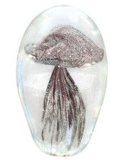 Art Glass Purple Jellyfish Sculpture Paperweight Figurine 3.5" tall