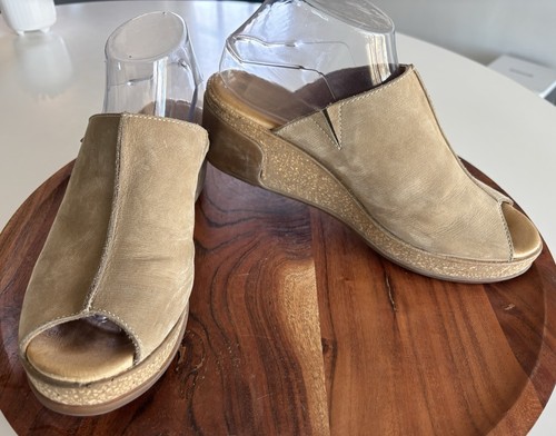 El Naturalista Womens 5005 Beige Leather Wedge Mule Shoes Sandals - Picture 1 of 7