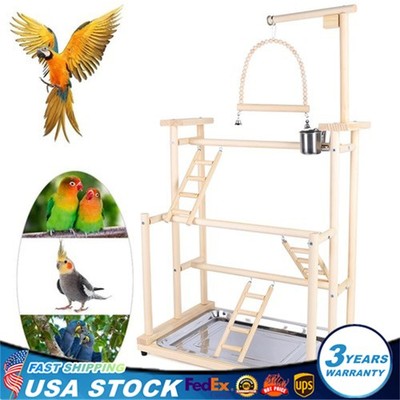 Pet Parrot Playstand Parrots Bird Playground Bird Play Stand Wood Perch Gym Play