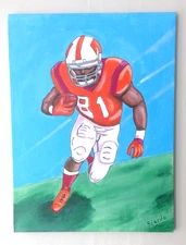 Football Player Pop Art 18x24 Original  Colorful Acrylic Painting on Canvas