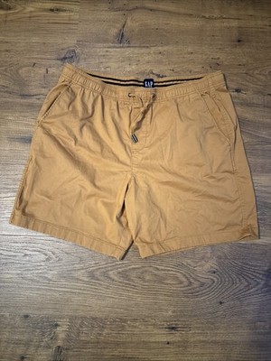 Gap Men's Shorts XL Stretch Twill Pull On Drawstring Elastic Waist Short Brown