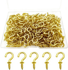 200 Pcs Small Screw in Hooks,Gold 1/2 Inch, Wall Mount for DIY Jewelry Marking
