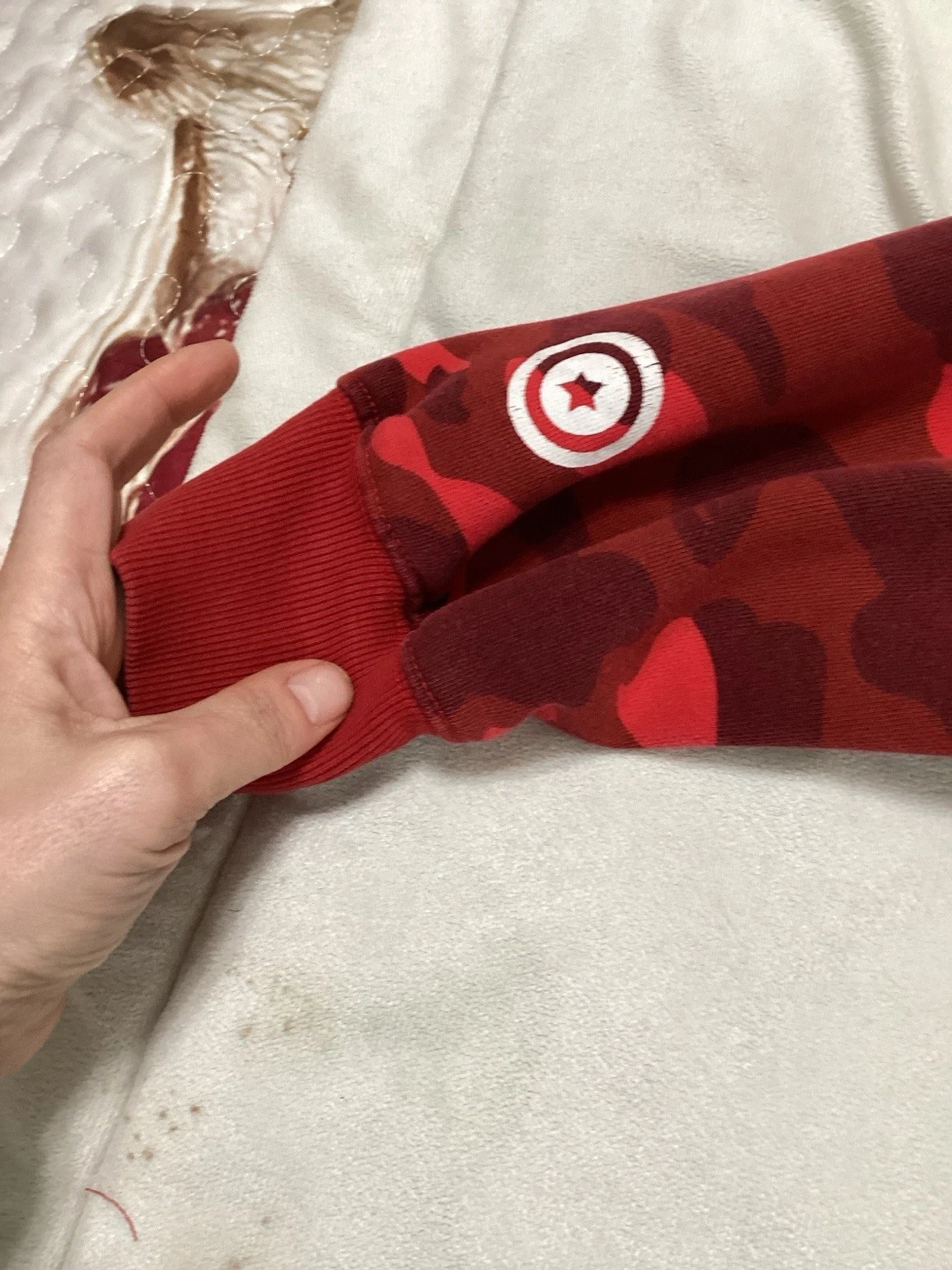 A Bathing Ape Double Hood Red Camo Zip Jacket image 7