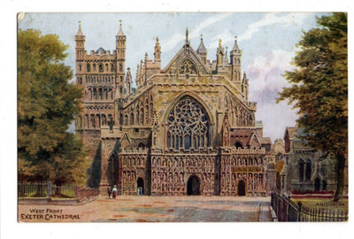 AR Quinton Exeter Kathedrale Westfront Devon 1810 J Salmon verschickt 1943 Postkarte