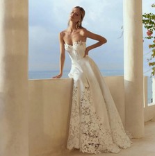 Elegant Wedding Dress Women Illusion Appliques A-Line Long Tulle Bridal Gowns