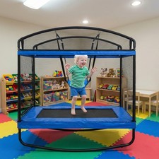4x6ft Rectangular Trampoline for Kids Adults Outdoor Square Tumbling Trampoline