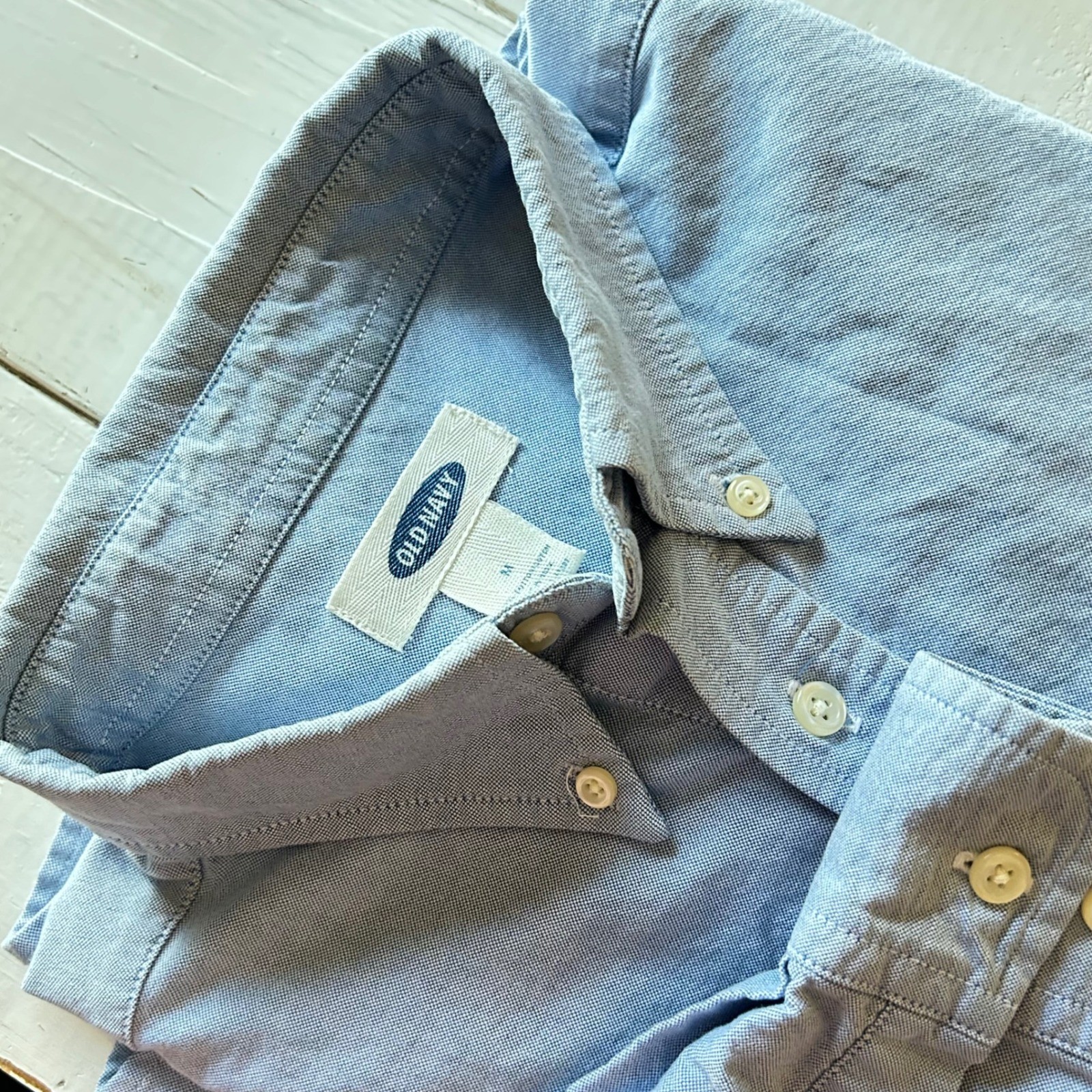Old Navy Mens Oxford Shirt Button Down Long Sleeve Blue Casual Classic