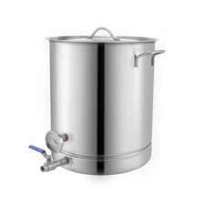 Tri-Ply 16gal Stainless Steel Brew Pot with Filter Tray Handle Lid Ball Valve