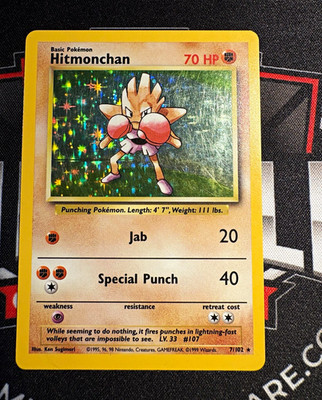 Wizards of the Coast Hitmonchan 7/102 Base Set Holo Rare EN 1999 70HP