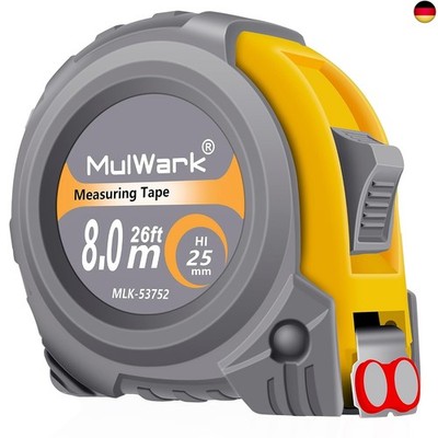 MulWark 8m Maßband   Praktisches Geschenk zu Weihnachten. Leicht ablesbares, ei