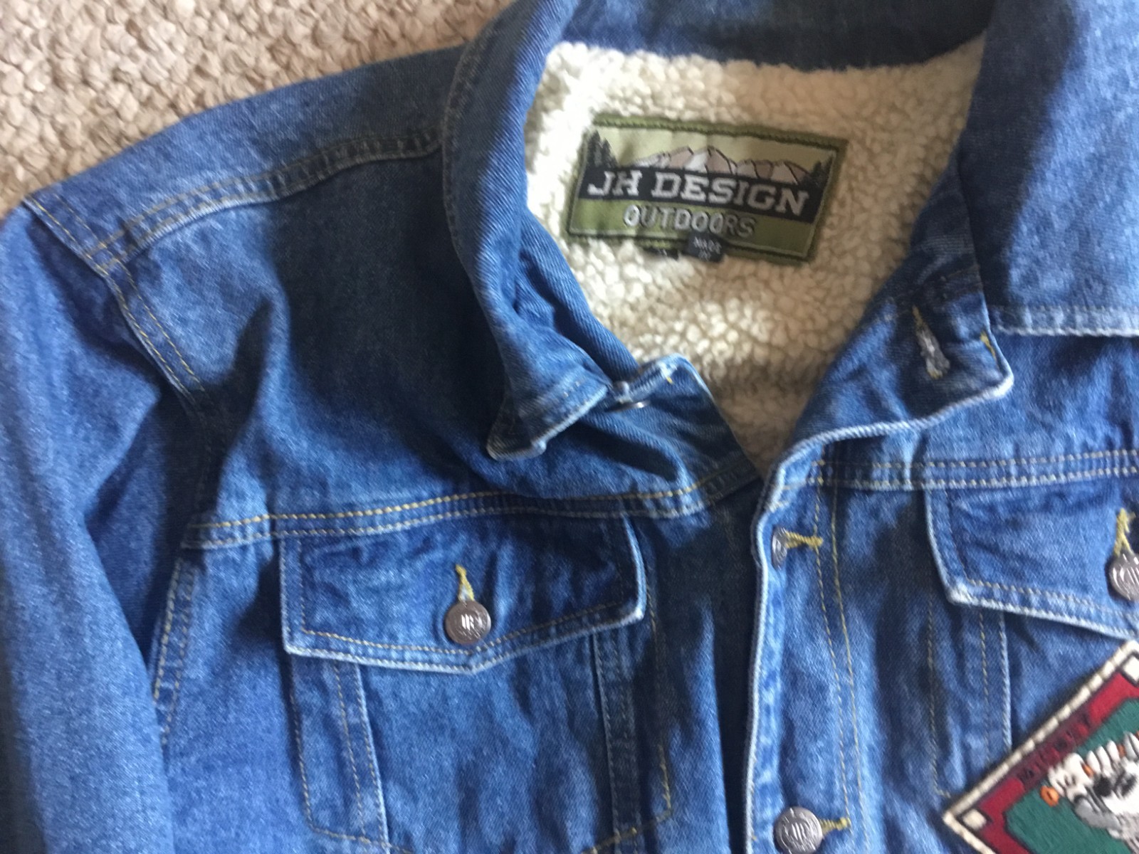 Jeff Hamilton /J H Design Outdoors Sherpa Lined Denim Jacket Mickey Mouse Disney