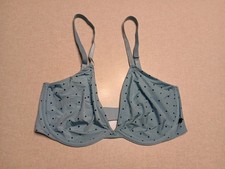 Victoria's Secret Bra 34DD Unlined Demi Blue Polka Dot Underwire