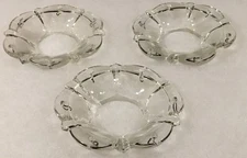 3 Pressed Glass Round Lamp Prism Chandelier Bobeche w/pins 3"