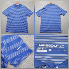Nike Golf Dri-FIT Polo Shirt Men's XL Blue Striped Short Sleeve