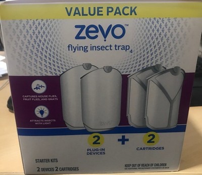 Zevo Flying Insect Trap (2 Plug-in Bases + 2 Cartridges) Featuring Blue UV Light