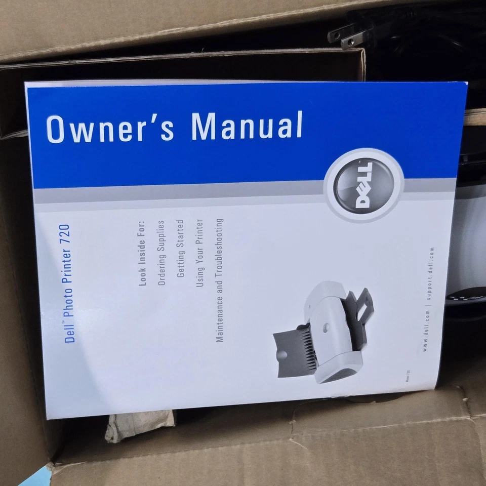 Dell Photo Printer 720 Inkjet USB With Owner's Manual In Box Untested Cables - Image 2 of 4