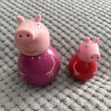 Peppa Pig Large Grandpa and Peppa Pig Weeble Toy Action Figures Hasbro 2014