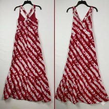 Calypso St Barth Target Maxi Dress 2 Red White Tie Dye Cotton Boho Beach Summer