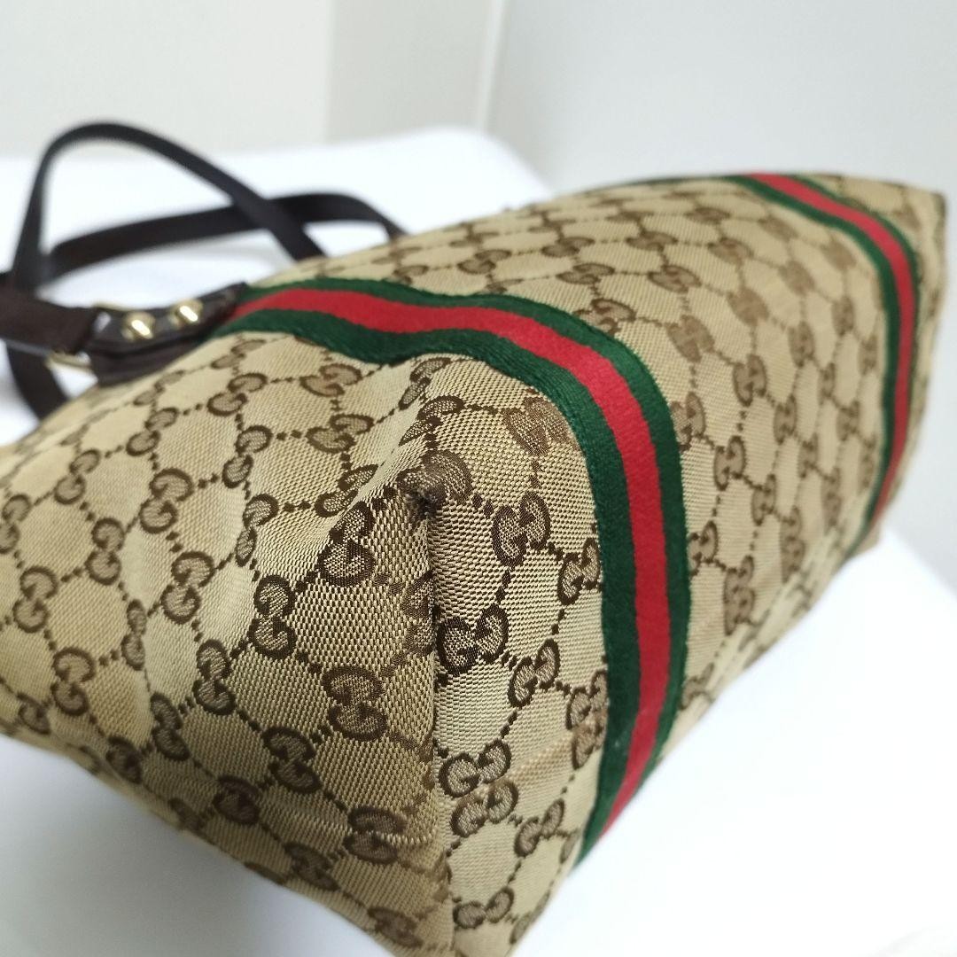 GUCCI Sherry Canvas Tote Bag Brown A4 Shoulder Authentic Excellent Condition thumbnail 6