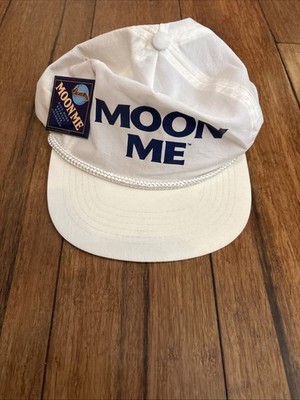 Vintage Blue Moon Beer Snapback Hat Cap W/Pinback Button White 90s Moon Me
