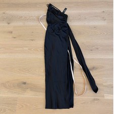 Lulu’s Maxi Dress Satin One Shoulder Signature Elegance Size XXS Black