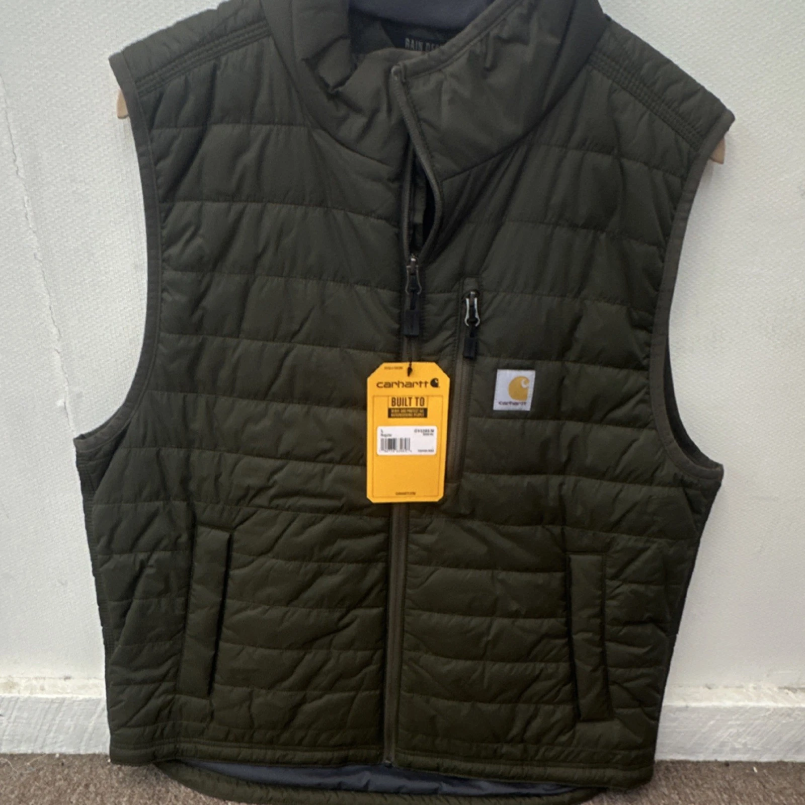 Carhartt Men's Green Insulated Vest Lightweight Quilted Full Zip Size L