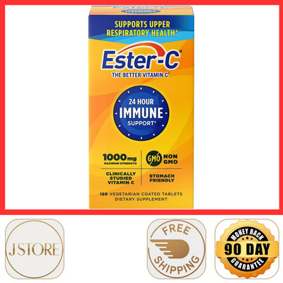 Ester-C Vitamin C 1000 mg Coated Tablets, Immune System Booster Supplement 120ct