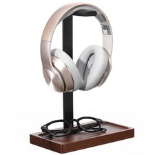 Walnut Wood Headset Holder, Desktop Headphone Stand, Universal Headphone Hold...