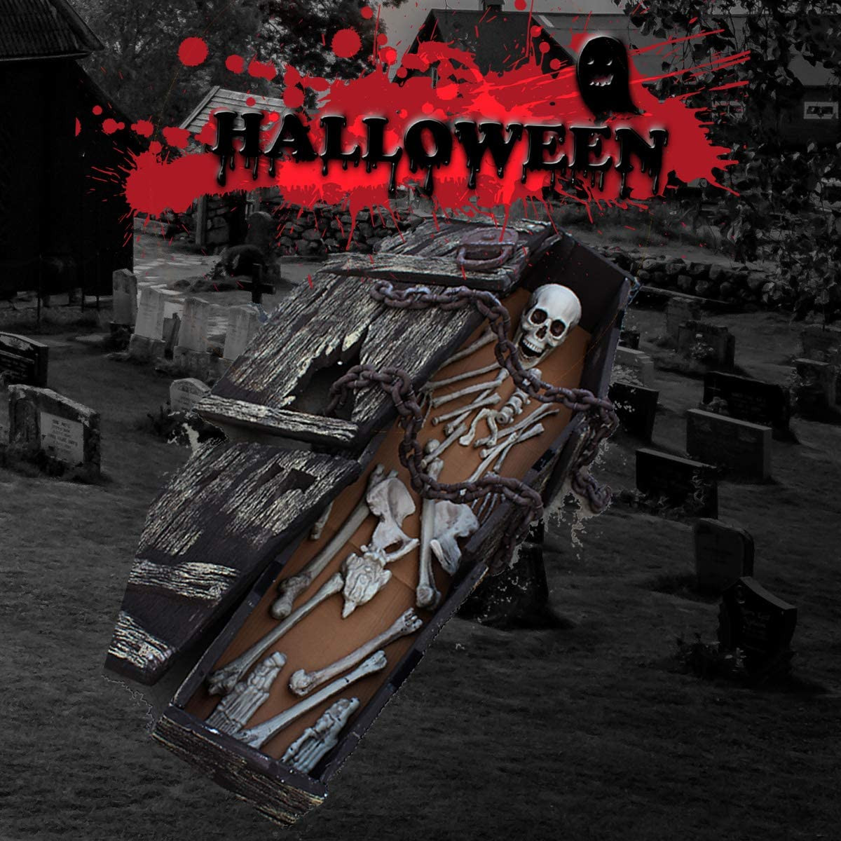 28 Pieces Skeleton Bones and Skull for Halloween Decor or Spooky Graveyard Groun