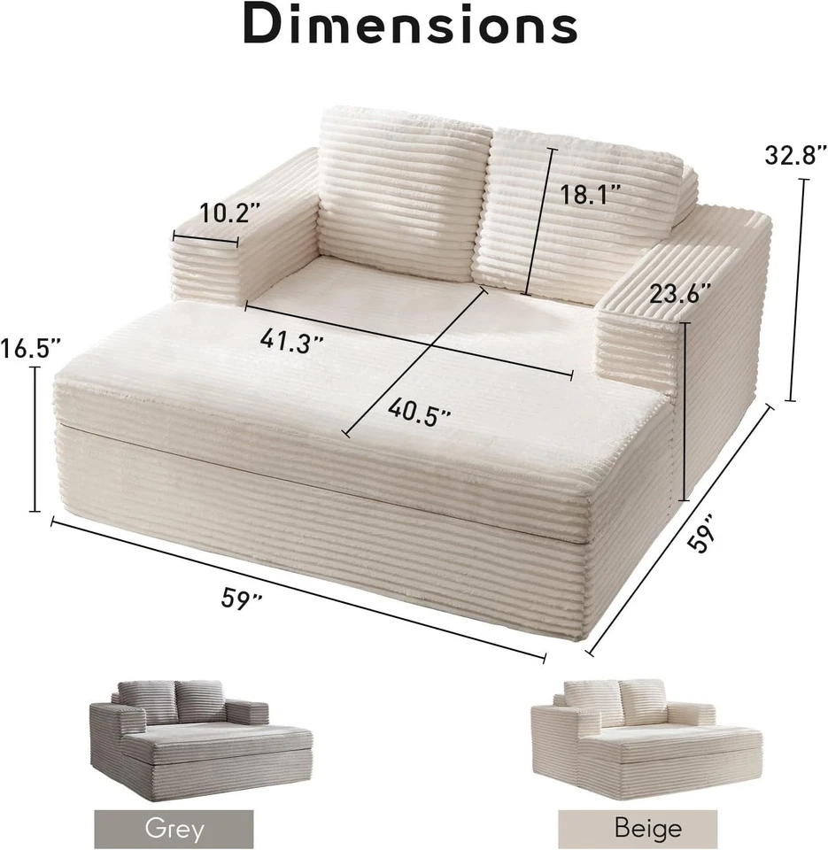 "Silla chaise lounge interior de gran tamaño 59""" Foto 2 de 4