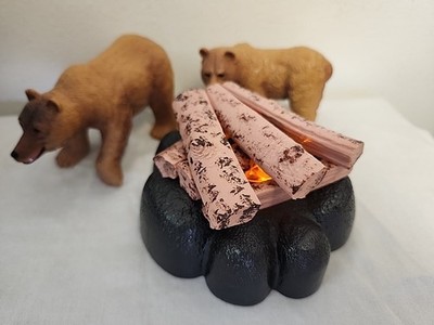Our Generation My Life Dolls Campfire  Light Up Fire Pit Logs WORKS & 2 Bear Fig
