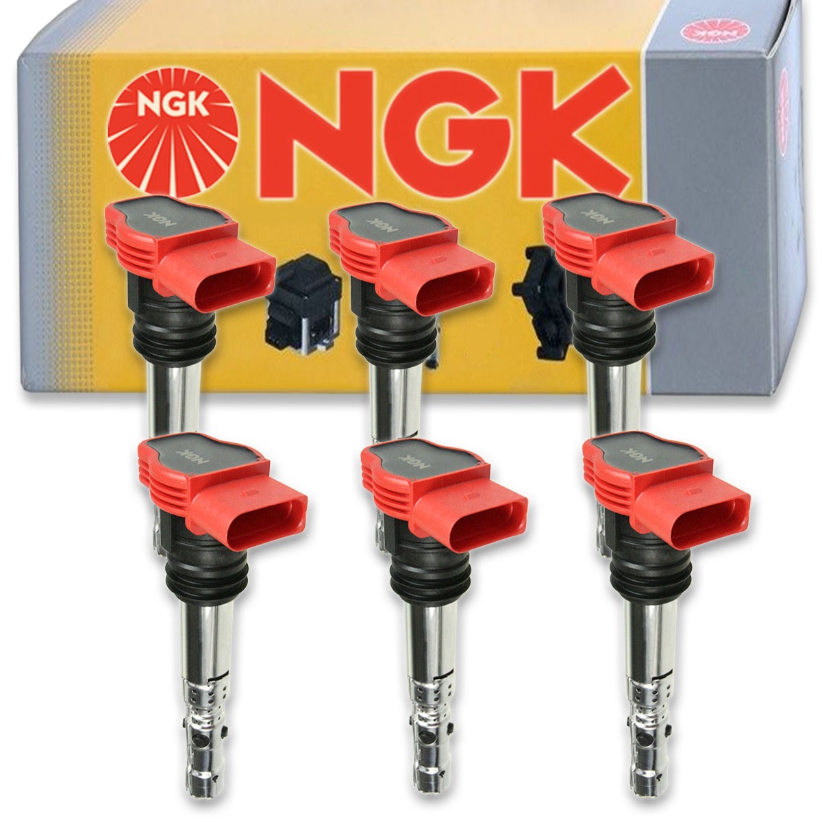 6 pcs NGK Ignition Coil for 2002-2005 Audi A4 3.0L V6 - Spark Plug Tune Up fc