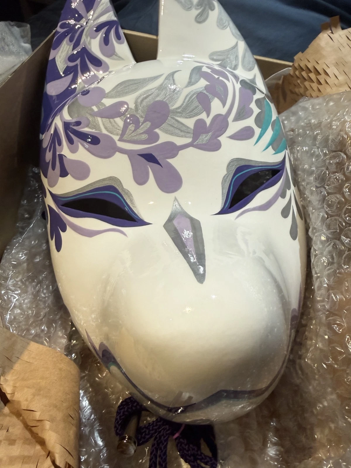 Komendo Full Face Fox Kitsune Mask "FUJISHIGURE" Hand Made Painted Japan Party