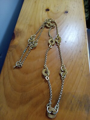 Vintage Gaudy Chunky Textured Gold Tone Chain 36 '' Long  Necklace 