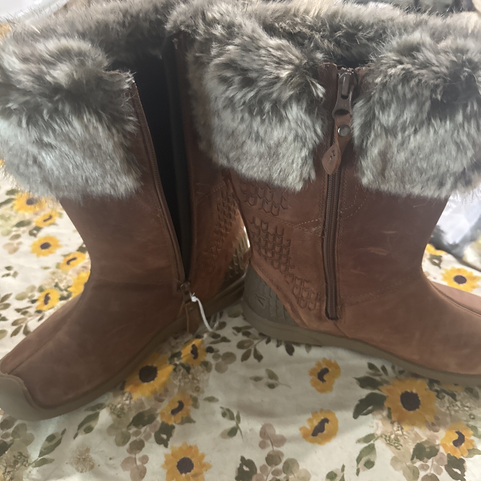 Stivali impermeabili KEEN donna 8 Fremont zip laterale marrone Cordoba pelliccia sintetica isolati