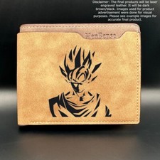 Custom GOKU SUPER SAIYAN Leather Bi Fold Wallet - Laser Engraved Wallet