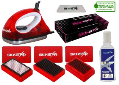 SKINSTAR Starter Ski Wachs Set, Wachsbügeleisen, Bürsten, Wax, Reiniger 7-teilig