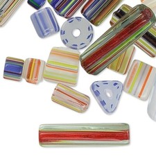 Mixed Shape Color Chevron Cane Glass Beads 5-25mm Sizes 1 Oz Lot