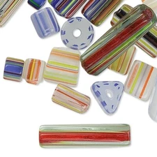 Mixed Shape Color Chevron Cane Glass Beads 5-25mm Sizes 1 Oz Lot