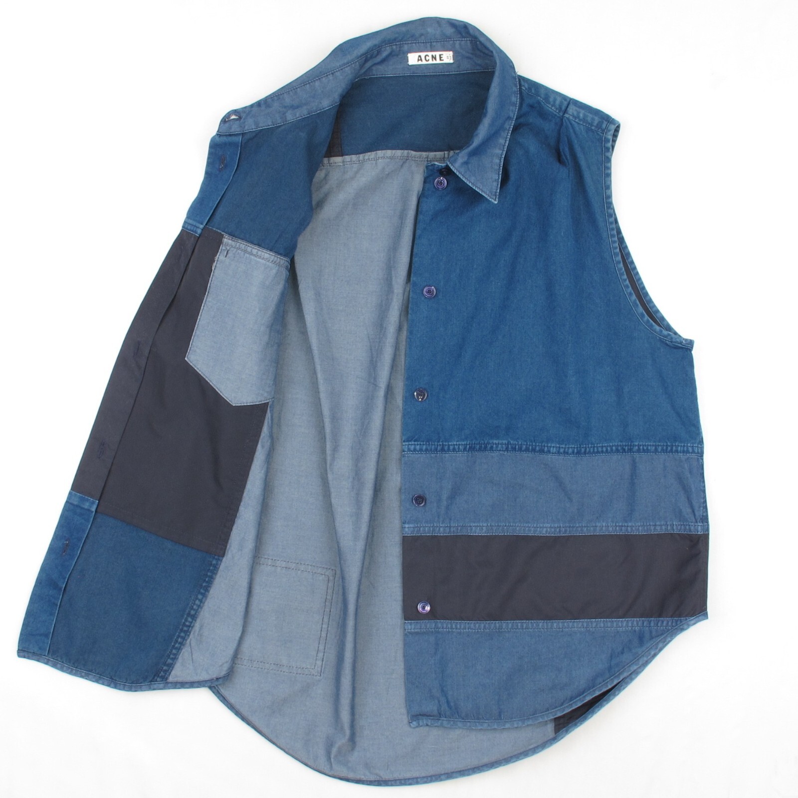 ACNE PRIMA PATCH Women's Denim Patchwork Vest But… - image 24
