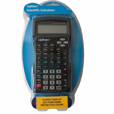 Caliber Scientific Calculator 10-Digit Display 229 Function Protective Cover NEW
