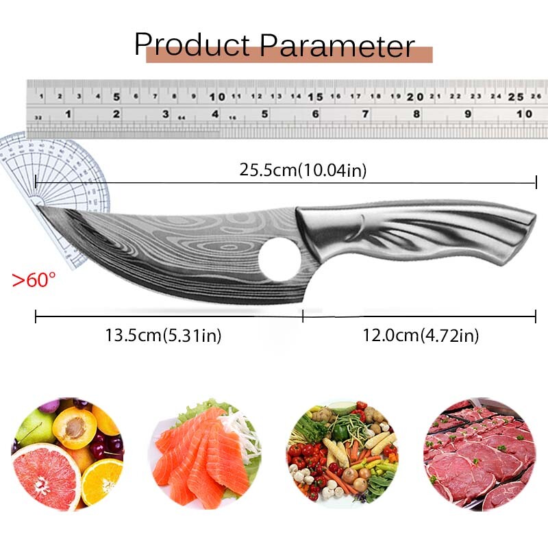 Kitchen Chef's Knife Damascus Japanese Meat Cleaver Fruit Knives Fit Camping BBQ
