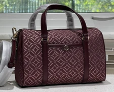 MICHAEL KORS TRAVEL MEDIUM DUFFLE SATCHEL SHOULDER BAG MK OXBLOOD MERLOT LOGO
