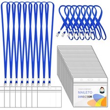 100 Pieces Lanyards for Id Badges and 100 Pieces Id Holder Badges Name Tags