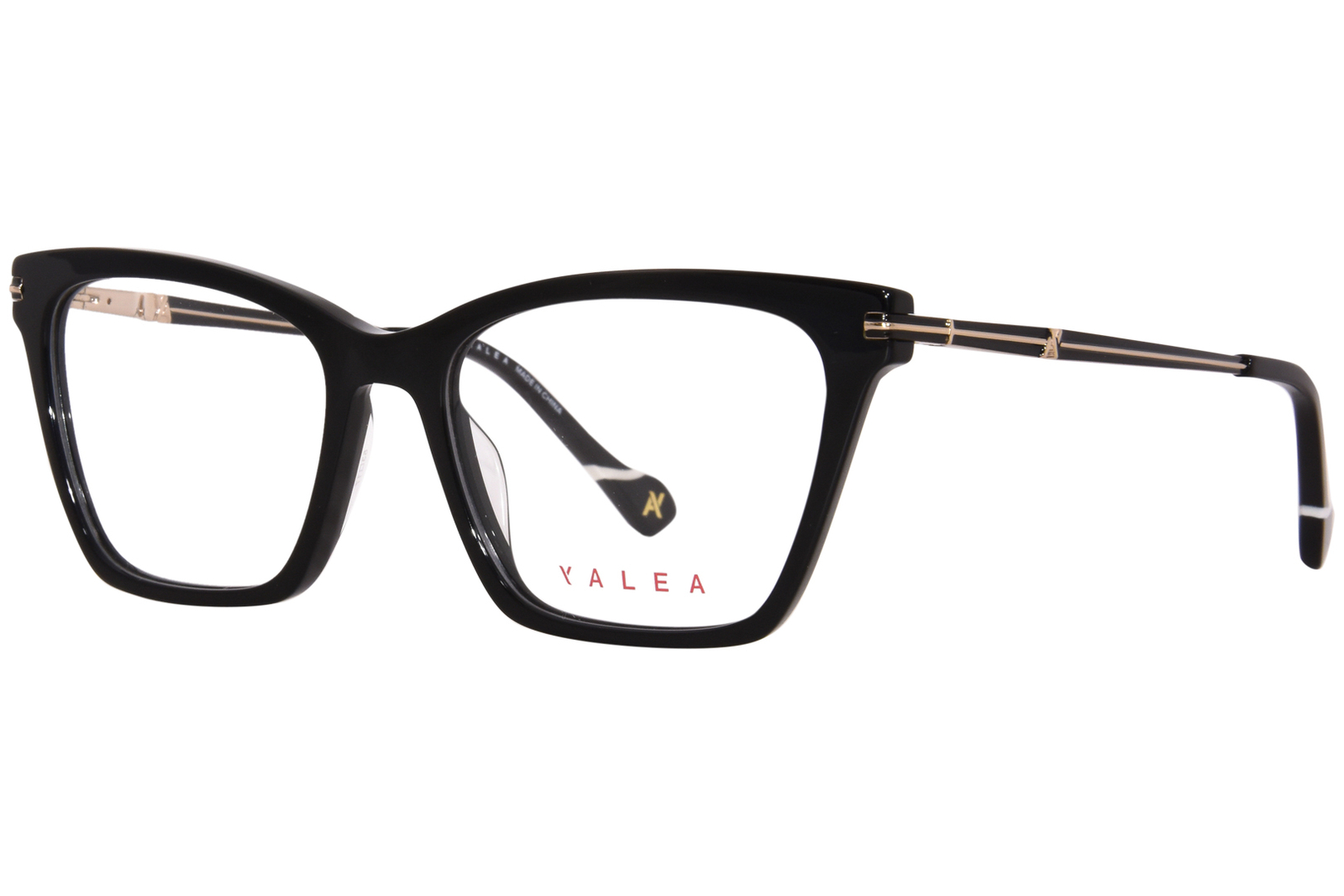 Yalea Eunice VYA090 0700 Eyeglasses Frame Womens Black Full Rim Cat Eye 53mm