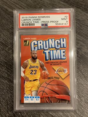 2019 Panini Donruss 2 Lebron James Crunch Time PRESS PROOF   PSA 9 POP 4 