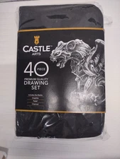 Castle Arts 40 Piece Drawing Sketching Set with Case Pastel Charcoal Graphite