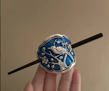 Bird branch blue hair stick