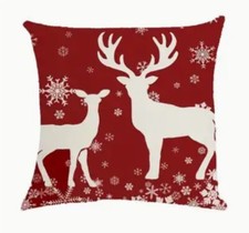 Deer Elk Winter Tree Snowflake Christmas Throw Pillow Cover Winter Holiday Decor